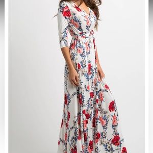 White Garden Floral Wrap Maxi Dress